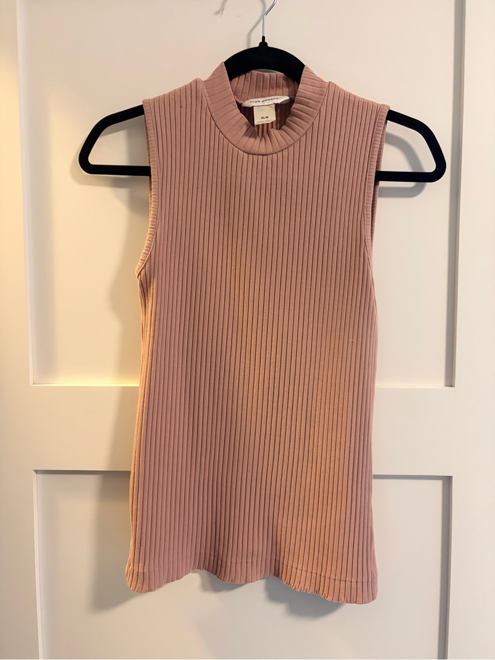 Club Monaco Ribbed Mock Neck Tank in Dusty Rose